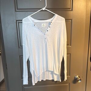 Aerie White Buttoned Relaxed Blouse